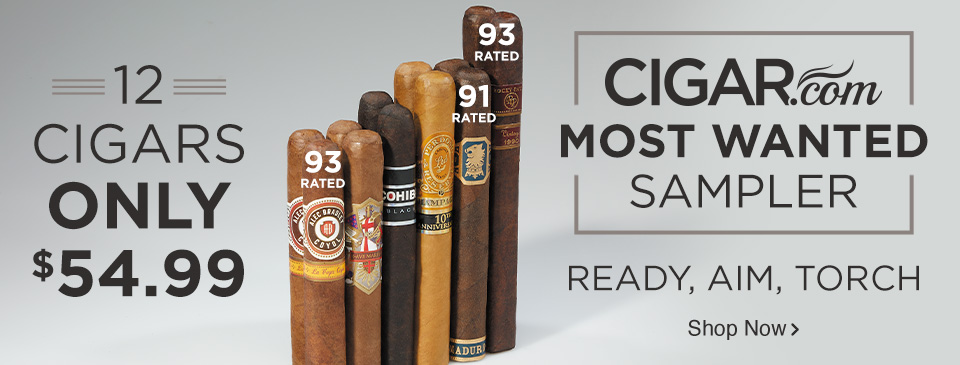 CIGAR.com's Most Wanted Sampler - 12 Cigars only $54.99  - Shop Now!