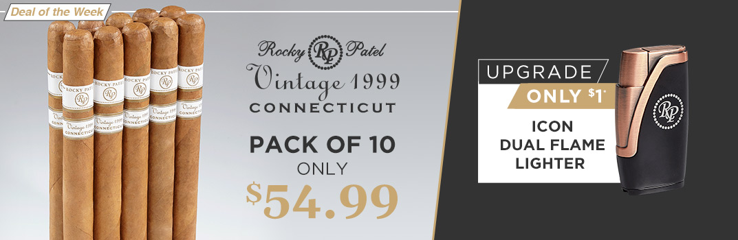 Rocky Patel Vintage 1999 Connecticut | Just $5.50 a per cigar and upgrade for a quality lighter at just $1 more | Shop Now!