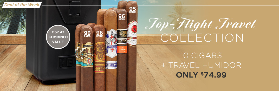 The Top-Flight Travel Collection features 4 different blends with a rating of 95 or higher plus a travel humidor| Shop Now!