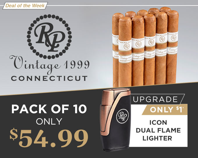Rocky Patel Vintage 1999 Connecticut | Just $5.50 a per cigar and upgrade for a quality lighter at just $1 more | Shop Now!