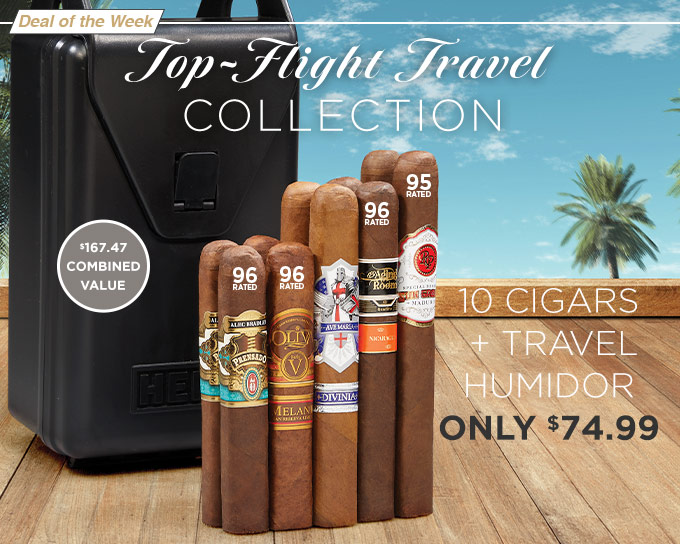 The Top-Flight Travel Collection features 4 different blends with a rating of 95 or higher plus a travel humidor| Shop Now!