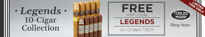 Code: LEGENDS for 10 FREE CIGARS on Orders $150+