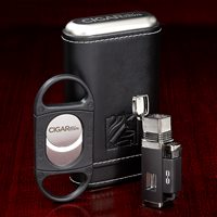 CIGAR.com Accessory Set  Cutter + Lighter + Case
