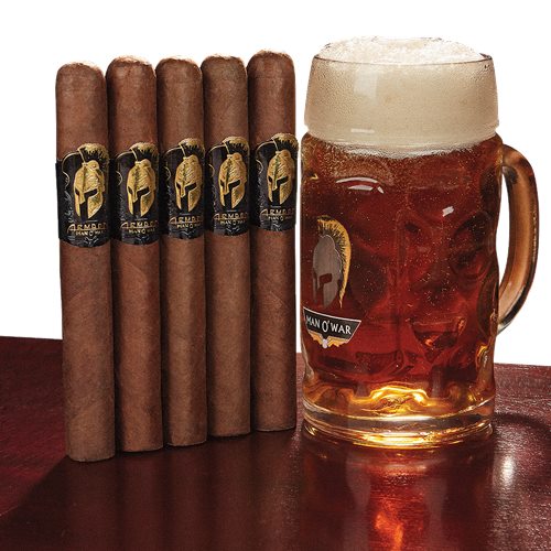 Man O' War Beer For My Horses Combo  5 Cigars & Beer Mug